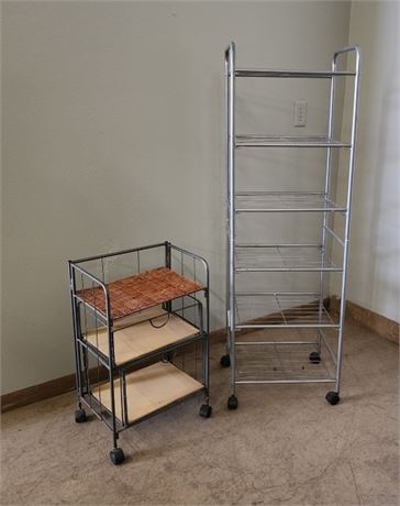 2 Rolling Shelving Units - 16" ➡️ 54"⬆️& 26⬆️