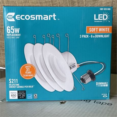 NEW 6" - 65 Watt Eco Smart Downlights - 1 Case of 24 Lights