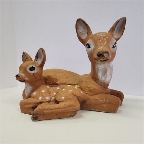 Concrete Doe & Fawn Door Stop/Garden Decor - 13"➡️x12"⬆️