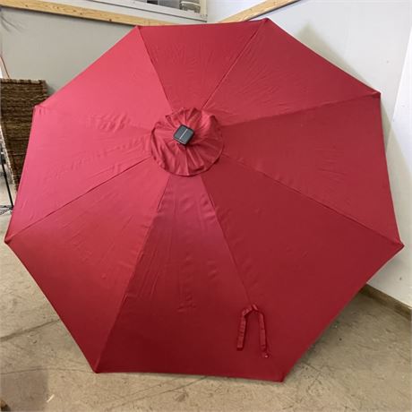 New 10' Red Solar Lighted Patio Umbrella