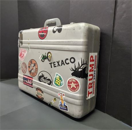 Vintage Stickered Hard Haliburton Zero Carry-On Suitcase, 24x18x8