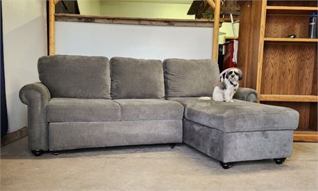 Grey Chaise Sofa w/ Storage - 92"x64"