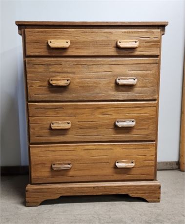 Vintage Ranch Oak 4 Drawer Tall Dresser - 35x19x45