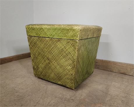 Vintage Woven Square Container w/ Lid - Green - 18x18x18