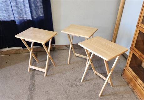 Wood Folding Tray Trio