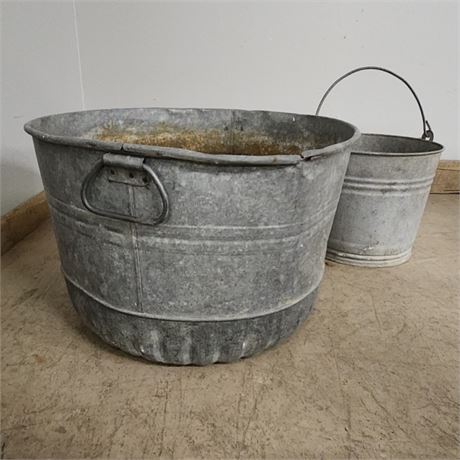 Antique Tub & Pail Pair