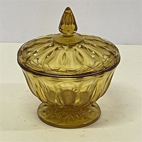 Antique Amber Glass Bowl w/ Lid