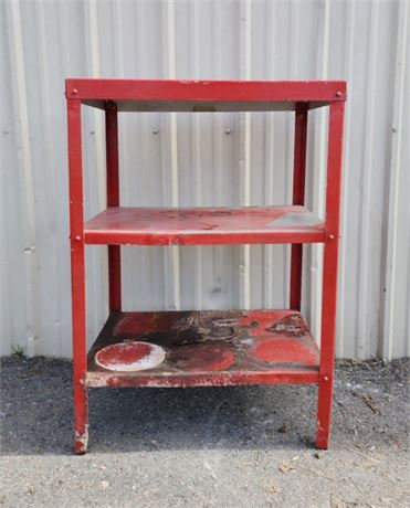 Red Metal 3 Shelve Shop Table - 22x16 Shelf Size