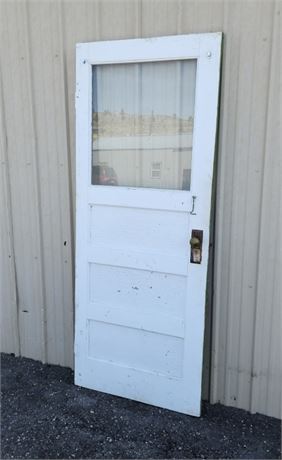 Vintage Wood Door w/ Glass Window - 31x79