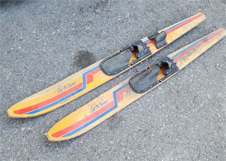 Vintage Rally V Cut-N-Jump Wood Water Skis