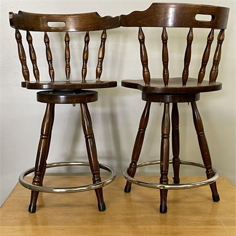 Vintage Swivel Bar Stool Pair -