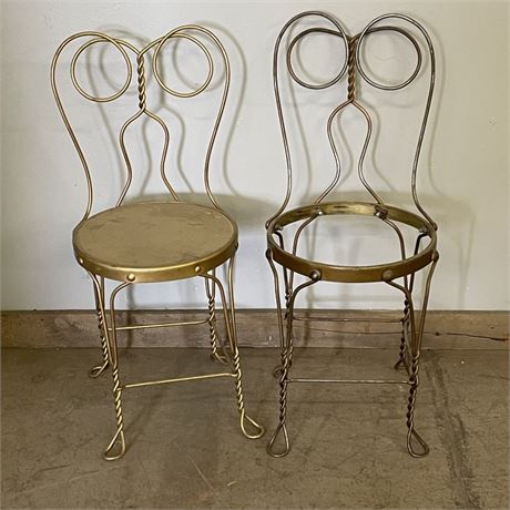 Antique Metal Ice Cream Parlor Chairs