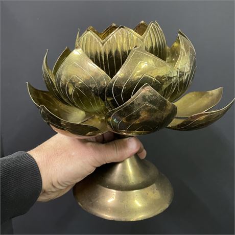 Vintage Brass 3pc. Lotus Candle Holder or Planter