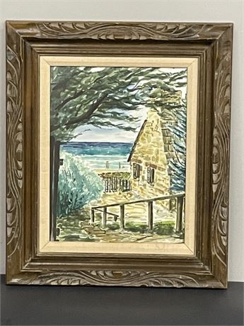 Framed Original Beach House Painting By Kilapich? - 22x26