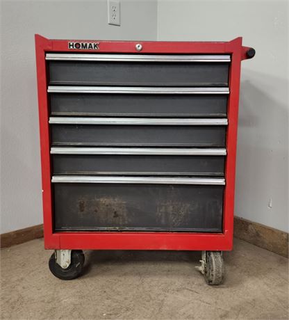 Rolling Homak 5 Drawer Tool Chest - 26x18x34