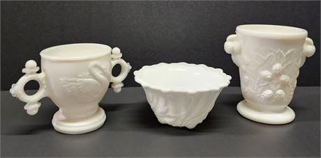 Collectible Milk Glass Sugar Bowl Trio