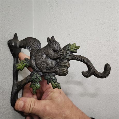 Antique Wall Mount Cast Iron Squirrel Hanger 🐿️