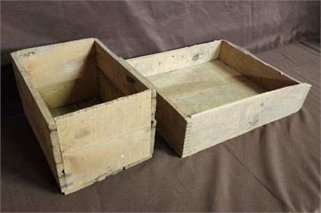 Wood Crate Pair - (15x13x4) & (7x10x7)