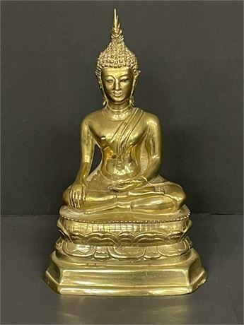 Brass Buddha on Lotus Throne