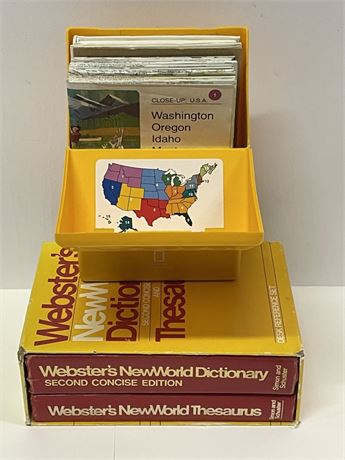 Vintage National Geographic road Maps & Webster's Dictionary/Thesaurus Sets