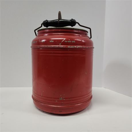 Red Antique Ceramic & Metal Lock Pot - 8" ↗️Diameter x 10"⬆️