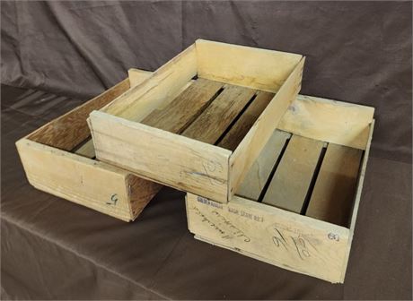 Vintage Fruit Crate Trio - 12x17x4