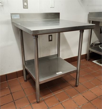 Food Safe Double Shelf Stainless Prep Table - 30x30x40