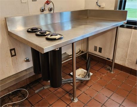 Falcon Stainless Service Table w/Cup Sleeves - 61x30x42