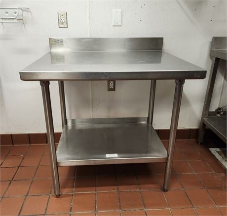 Food Safe Double Shelf Stainless Prep Table - 36x30x40