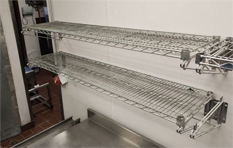 Metro Food Safe Stainless Wall Mount Shelving Rack Pair w/ Hardware/Brackets