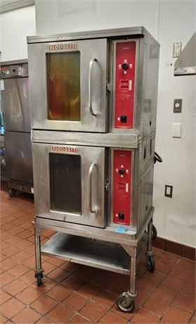 Blodgett Double Half Size Electric Convection Oven w/ Rolling Stainless Stand