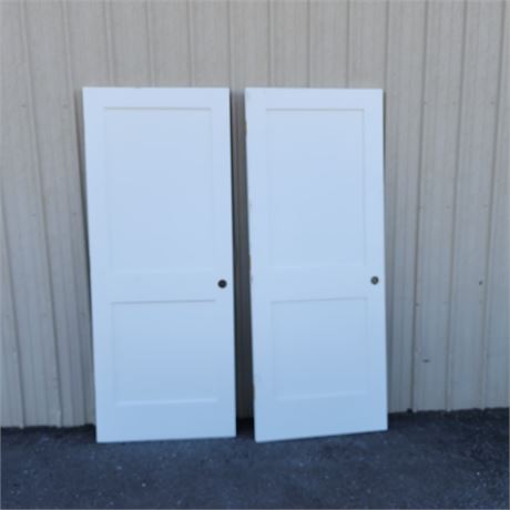 2- Primed Solid Wood Interior Doors - 32x80
