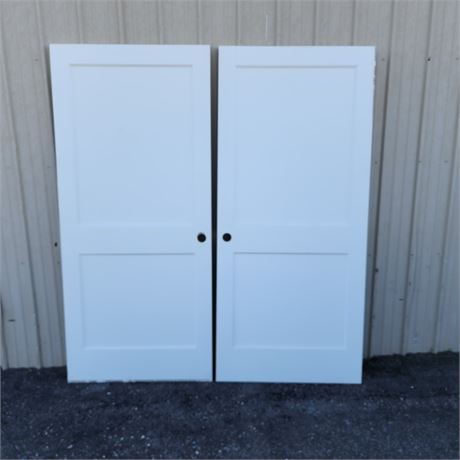 2- Primed Solid Wood Interior Doors - 36x80
