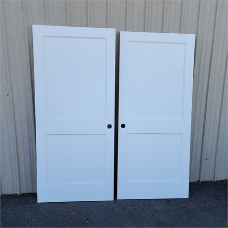 2- Primed Solid Wood Interior Doors - 32x80