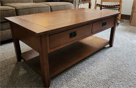 Wood Coffee Table w/ Drawers and Black Hardware - 44x24x19