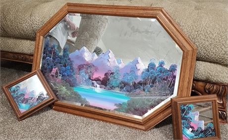 Hand Painted Mirror Trio - 32x22 & 11x11