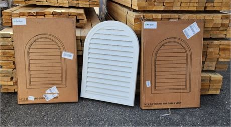 2 - PlyGem 24"x34" Round Top Gable Vents