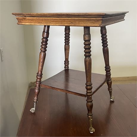 Antique Oak Parlor Table w/ Original Ball in Claw Feet