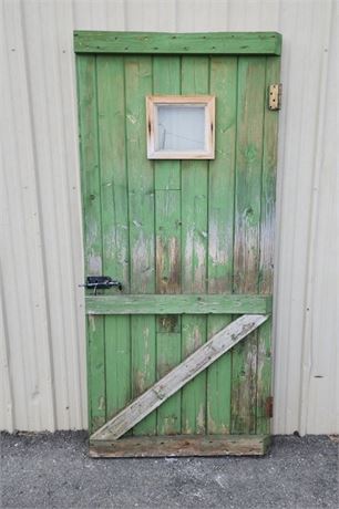 Vintage Wood Barn Door w/ Window - 36x79