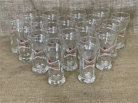 Vintage Mini Budweiser Glasses with Coke Caddy