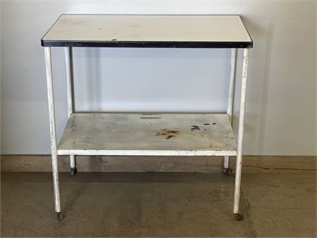 Rolling Metal Table w/ Shelf - 36x20x36