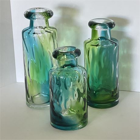 Cool Colored Glass Bottle Trio