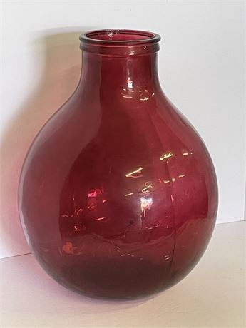 Large Red Glass Vase/Bottle - 18"⬆️, 14" Diameter