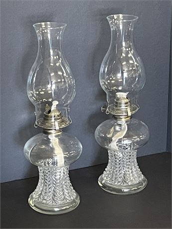 Vintage Clear Glass Oil Lamps - 16"⬆️