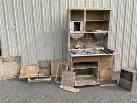 Antique Hoosier Cabinet - Needs Work - 42x30x69