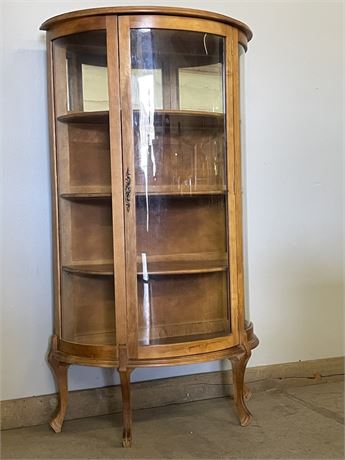 Antique Mirrorred Oak Hutch w/ Key - 32x14x58