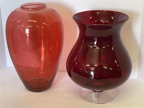 Red Glass Decor  - 14" & 12"⬆️