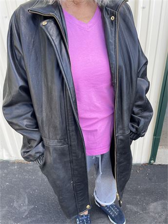 Ladies, large leather coat