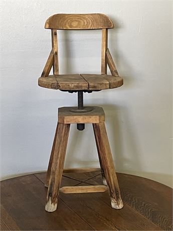 Antique Adjustable Wood Stool