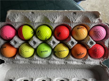 One dozen colored balls